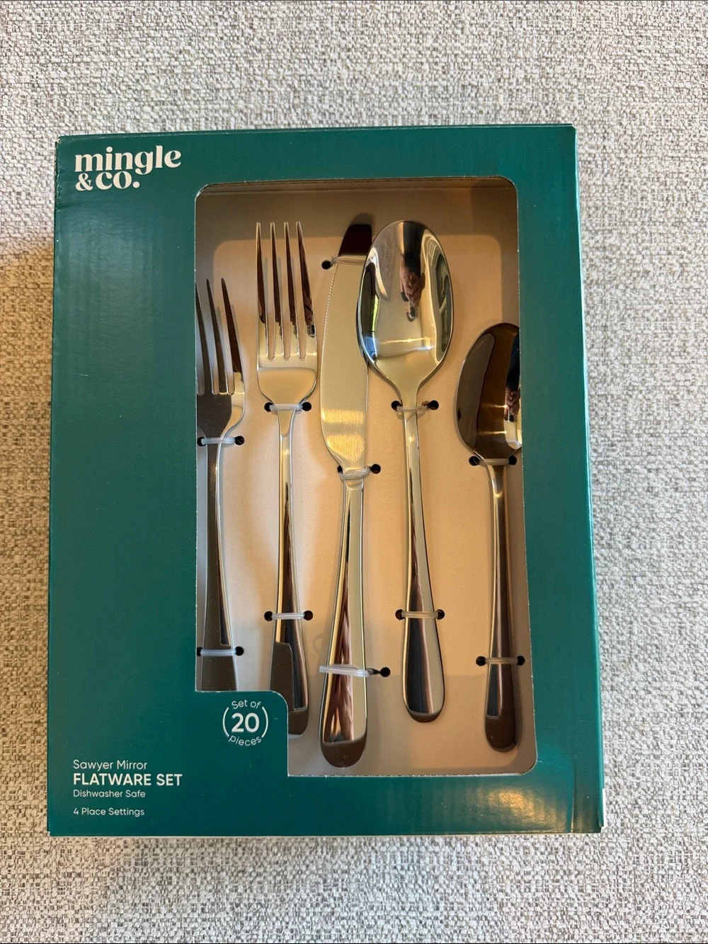 Mingle & Co Sawyer Mirror Stainless Steel Flatware Set - Silver NWT